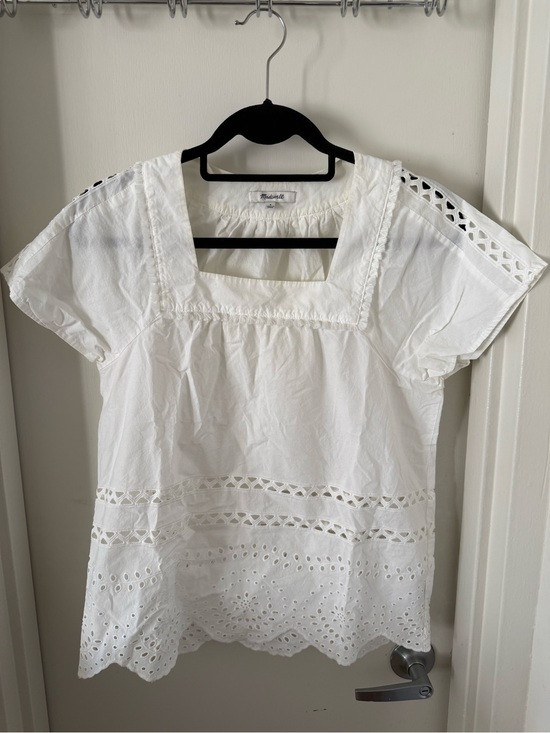 Madewell Tops - Madewell White Eyelet Square-Neck Cotton Blouse